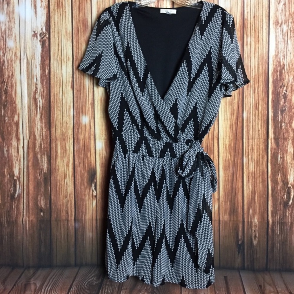 Halo Surplice Digital Mixed Media Black Romper